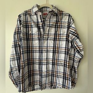 Wrangler Plaid‎ Button down Shirt Men’s M Casual Western Cowboy